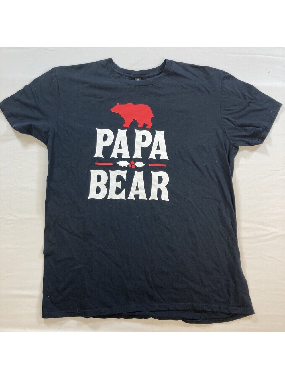 Anvil Papa Bear Holiday Mens Size XL Black Short Sleeve Crew Neck Shirt EUC